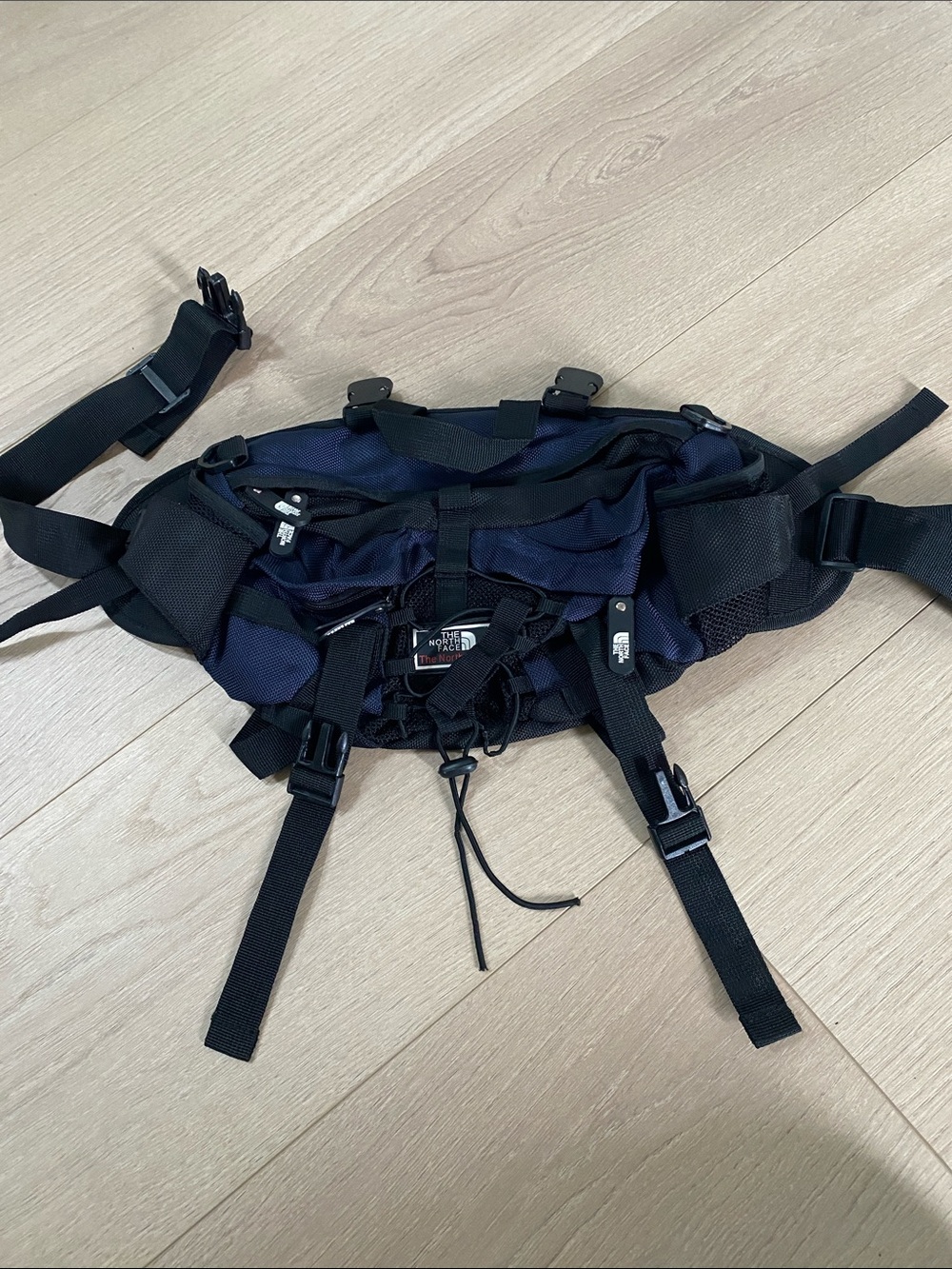 ❤️North Face Heavy Duty Oversized Hiking Fanny Pack Belt Bag Blue Black